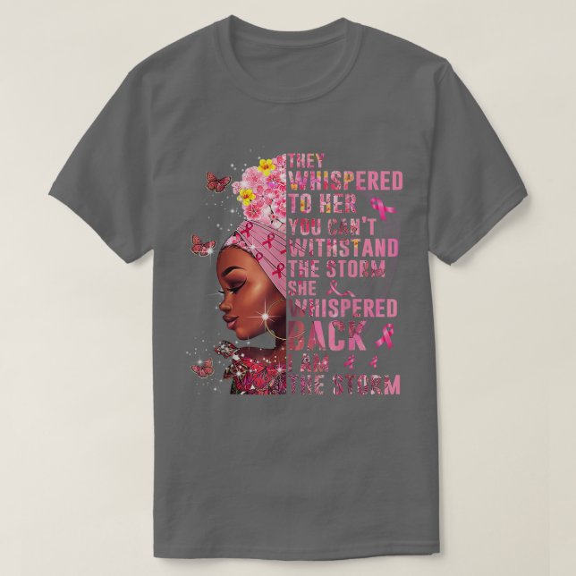 Jag är Storm Black Woman Afro Breast Cancer Awar T Shirt (Design framsida)