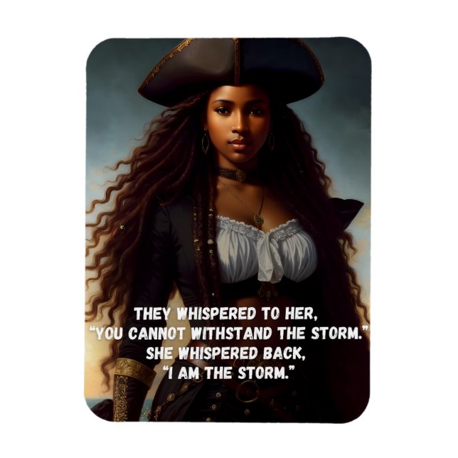 Jag är Storm Black Woman Pirat Art Magnet (Vertikal)