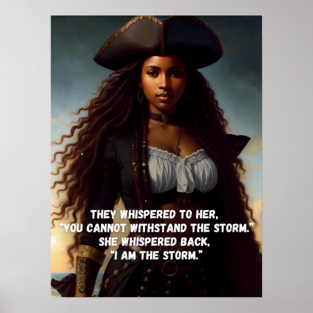 Jag är Storm Black Woman Pirat Art Poster (Framsidan)