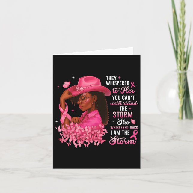 Jag är Storm Black Women Breast Cancer Strong Pin Kort (Framsida)