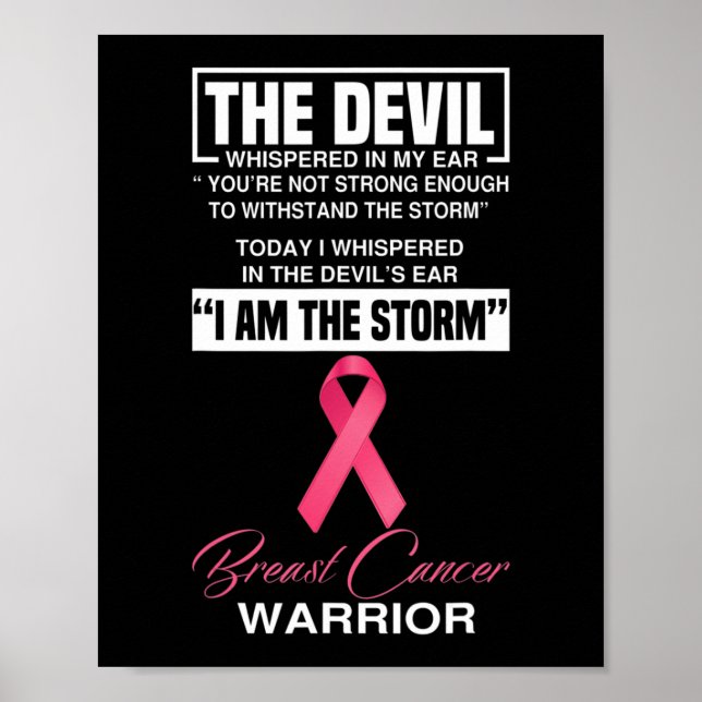 Jag är Storm Breast Cancer Awareness Rosa Ribbon Poster (Framsidan)