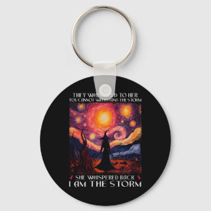 Jag är Storm Breast Cancer Witch Halloween Starry Nyckelring