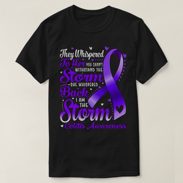 Jag är Storm Colitis Awareness Lila Ribbon T Shirt (Design framsida)