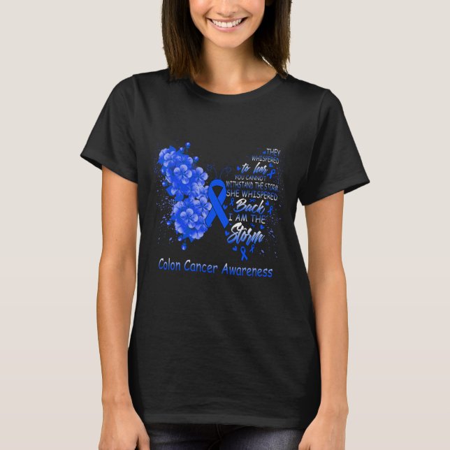 Jag är Storm Colon Cancer Awareness Butterfly T Shirt (Framsida)