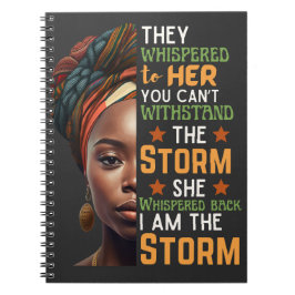 Jag är Storm Digital Art Afro Strong Woman Anteckningsbok