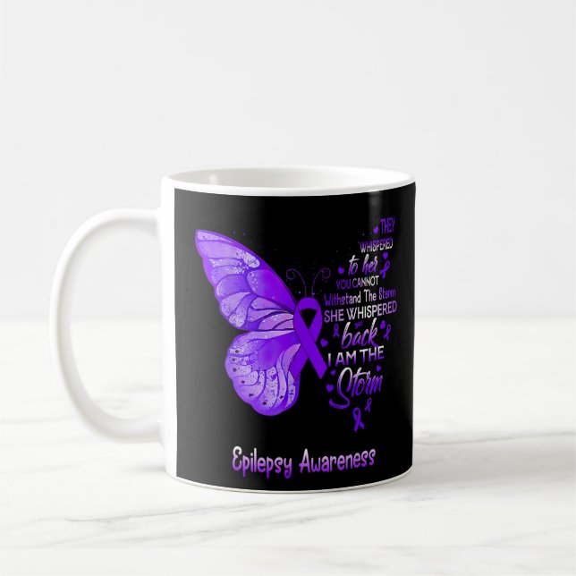 Jag är Storm Epilepsy Awareness Butterfly Kaffemugg (Vänster)
