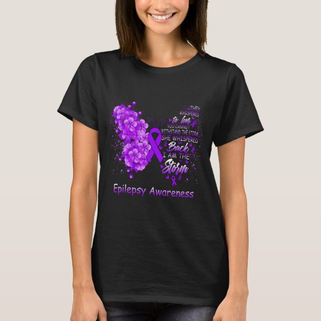 Jag är Storm Epilepsy Awareness Butterfly T Shirt (Framsida)