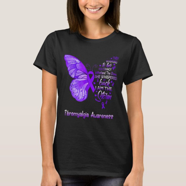 Jag är Storm Fibromyalgia Awareness Butterfly T Shirt (Framsida)