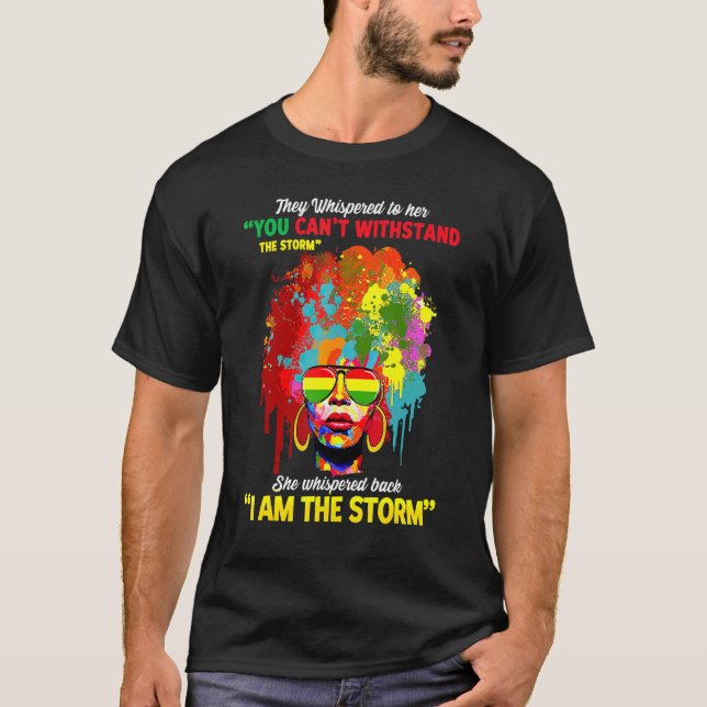 Jag är Storm Graffiti Afro Splatter Woman Black T Shirt (Framsida)