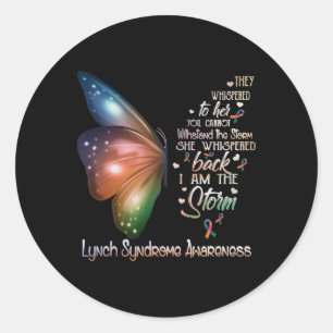 Jag är Storm Lynch Syndrome Awareness Butterfly Runt Klistermärke