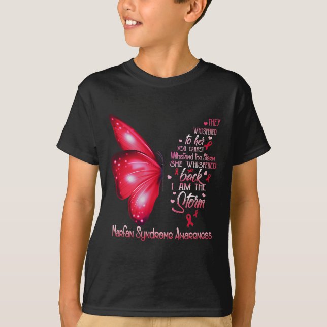 Jag är Storm Marfan Syndrome Awareness Butterfly T Shirt (Framsida)