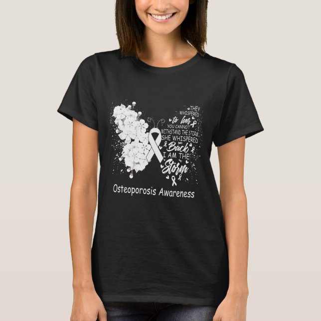 Jag är Storm Osteoporosis Awareness Butterfly T Shirt (Framsida)