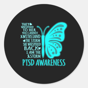 Jag är Storm Ptsd Stressar medvetandegraden Ribbon Runt Klistermärke