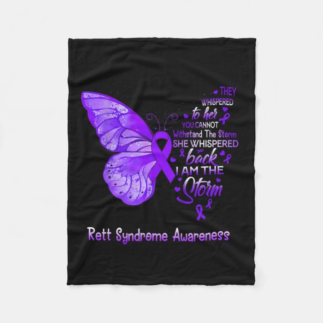 Jag är Storm Rett Syndrome Awareness Butterfly Fleecefilt (Framsidan)