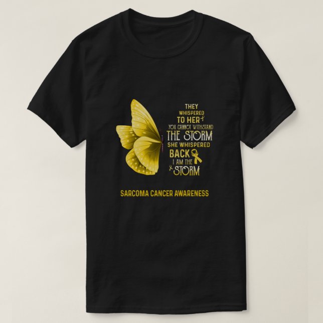 Jag är Storm Sarcoma Cancer Awareness Butterfly T Shirt (Design framsida)