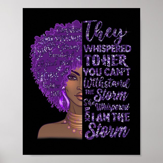 Jag är Storm Strong Black Woman Lila Overdose A Poster (Framsidan)