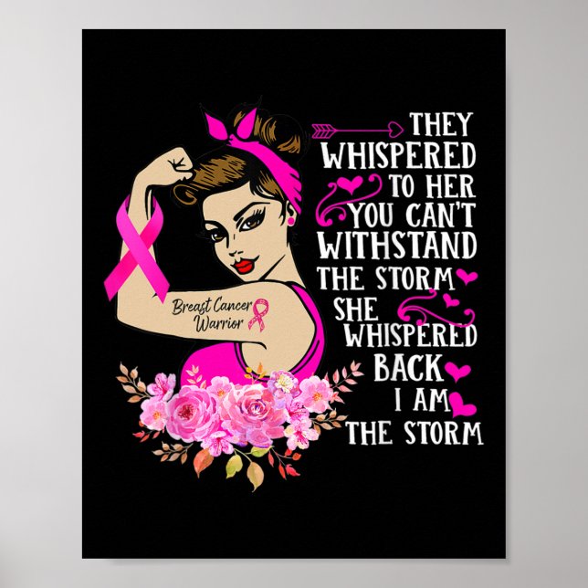 Jag är Storm Strong Women Breast Cancer Warrior P Poster (Framsidan)