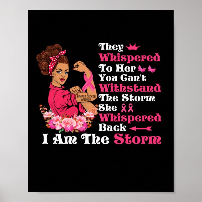 Jag är Storm Strong Women Breast Cancer Warrior Poster (Framsidan)