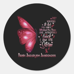 Jag är stormen Brain Aneurysm Awareness Butterfly Runt Klistermärke