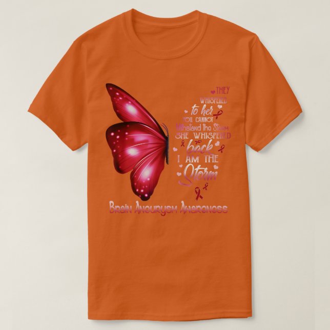 Jag är stormen Brain Aneurysm Awareness Butterfly T Shirt (Design framsida)
