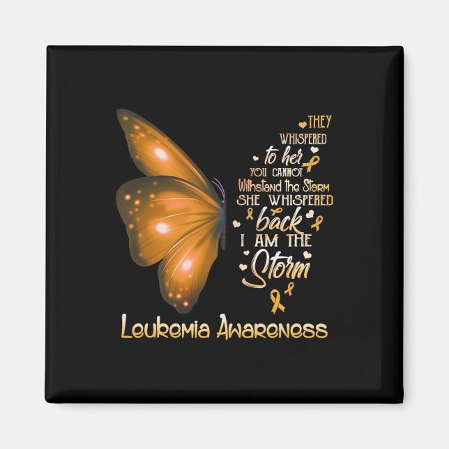 Jag är stormen Leukemia Awareness Butterfly Magnet (Framsidan)
