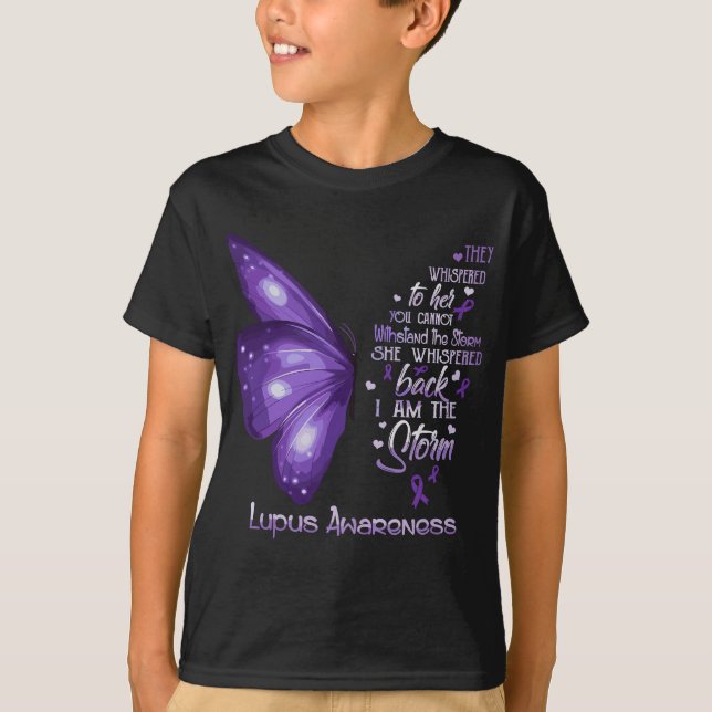 Jag är stormen Lupus Awareness Butterfly T Shirt (Framsida)
