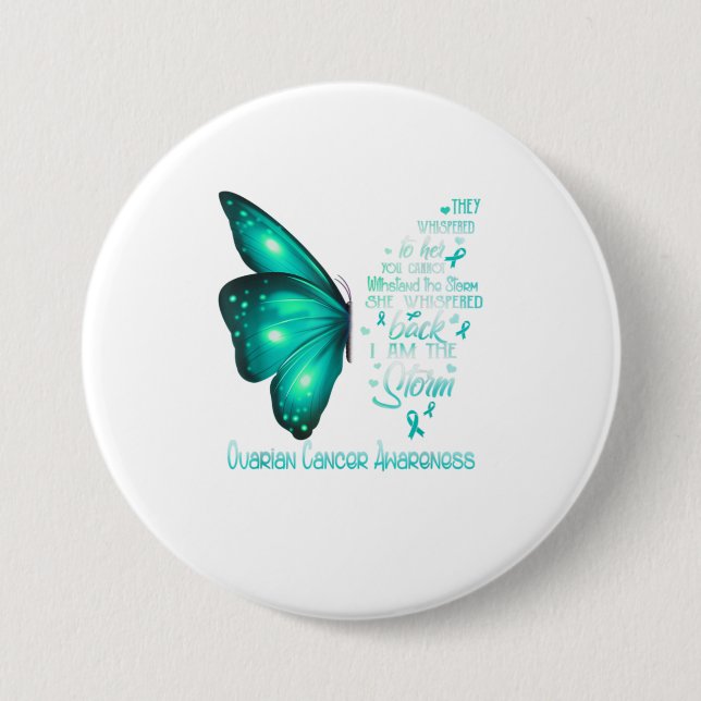 Jag är stormen Ovarian Cancer Awareness Butt Knapp (Framsida)