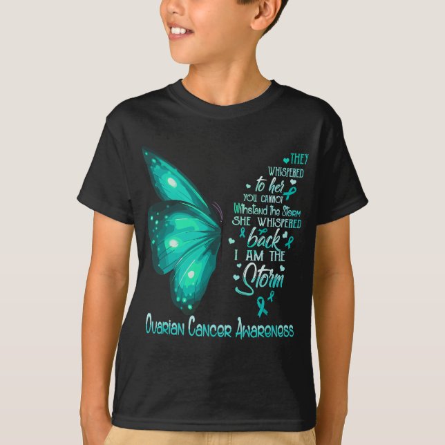 Jag är stormen Ovarian Cancer Awareness Butterfly T Shirt (Framsida)