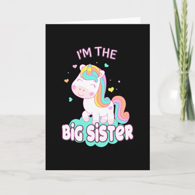 Jag är Storsister Unicorn Syskon Sisters Kort (Framsida)