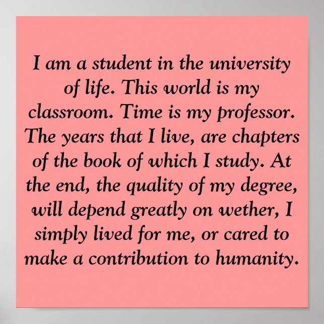 Jag är student i livets universiteten. Detta ... Poster (Framsidan)