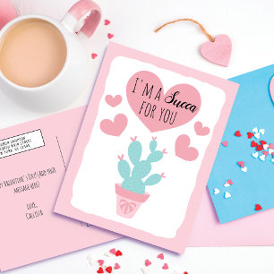 Jag är succa för dig Cactus Valentine Day Hälsning Helg Vykort