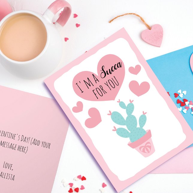 Jag är succa för dig Cactus Valentine Day Hälsning Helgkort (Skapare uppladdad)