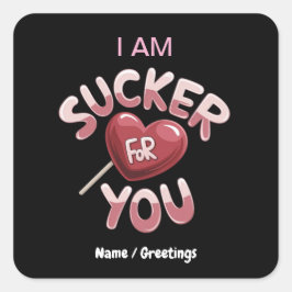 Jag är Sucker för dig Groovy Valentines matchning Fyrkantigt Klistermärke