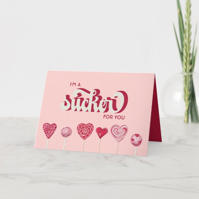 Jag är sucker för dig Lollipop Valentine Helgkort (Framsida)