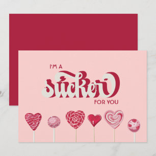 Jag är sucker för dig Lollipop Valentine Julkort