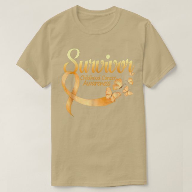 Jag är Survivor Butterfly Childancy Cancer Awarene T Shirt (Design framsida)