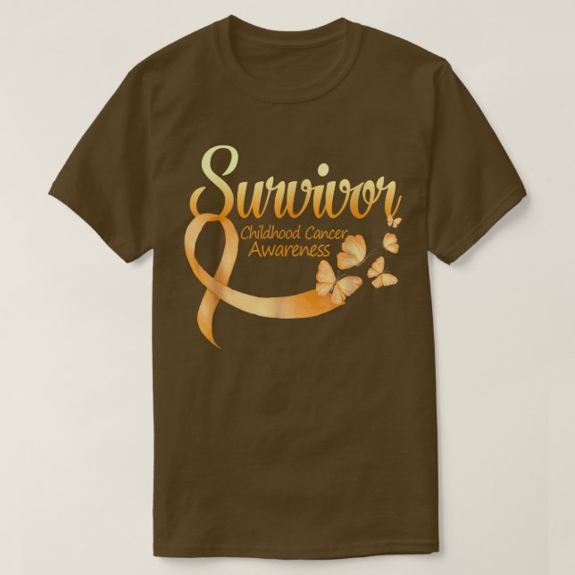 Jag är Survivor Butterfly Childancy Cancer Awarene T Shirt (Design framsida)