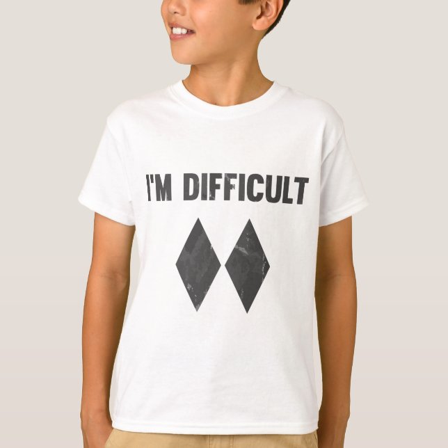 Jag är svår Dubbla Black Diamond Ski Snowboard T Shirt (Framsida)