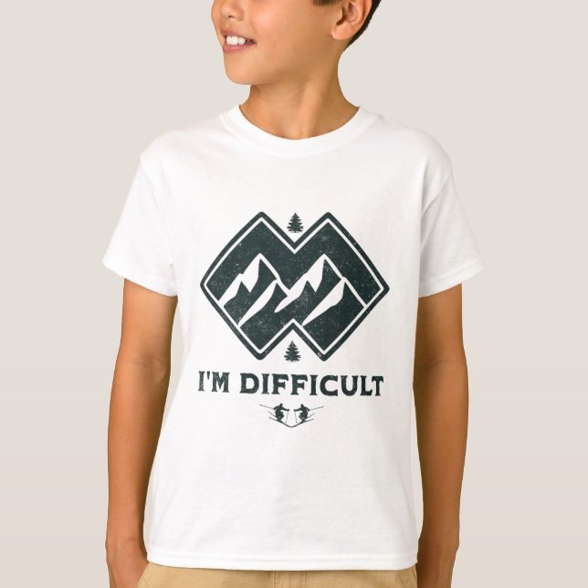 Jag är svår Dubbla Black Diamonds Funny Ski Snö T Shirt (Framsida)
