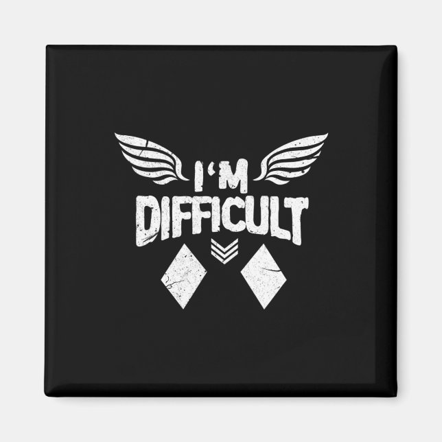 Jag är svår Dubbla Diamonds Ski Snowboarding Gif Magnet (Framsidan)