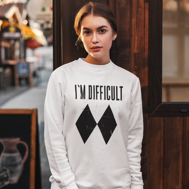 Jag är svår Winter Ski-gag T Shirt (Ski Gag Im Difficult Skiing Fan Womens White Sweatshirt)