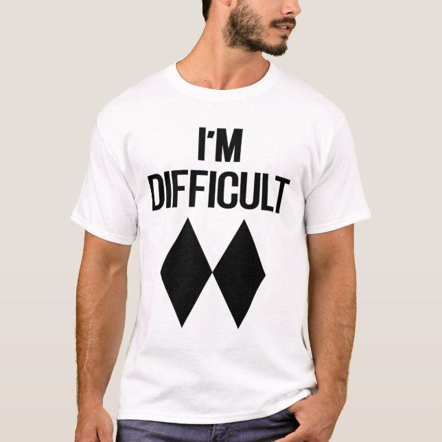 Jag är svårfunnen Dubbla Skii Black Diamonds Pun T Shirt (Framsida)