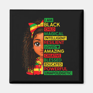 Jag Är Svart Barn Historiemånad Afrikanska Flickor Magnet