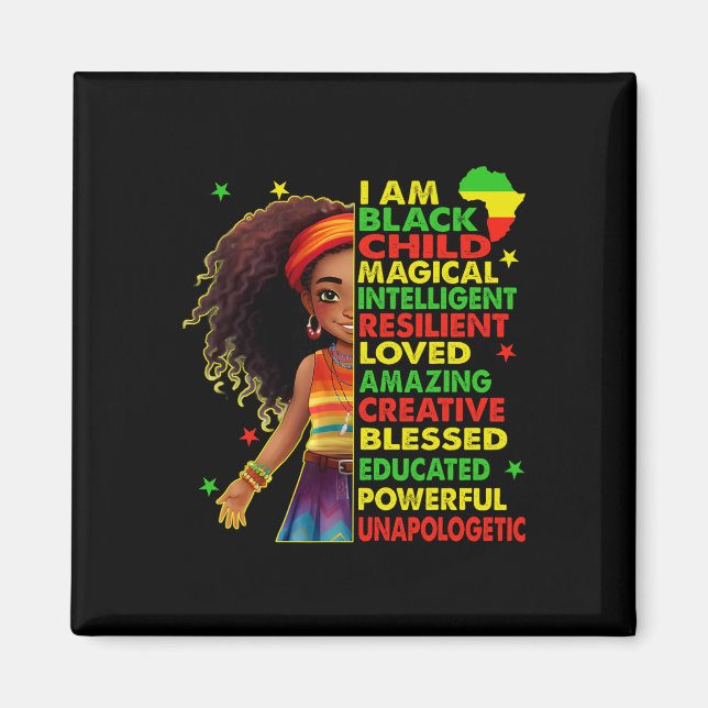 Jag är svart barn Juneteenth afroamerikanska flick Magnet (Framsidan)