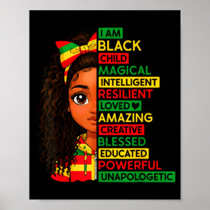 Jag Är Svart Barns Historiemånad Afrikanska Flicko Poster