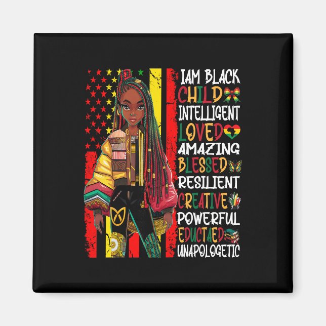 Jag är Svart Barns Historiemånad Afroamerikansk Ki Magnet (Framsidan)