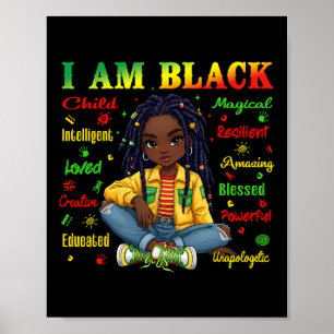 Jag är Svart Barns Historiemånad Afroamerikansk Ki Poster