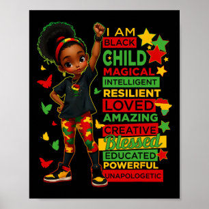 Jag är Svart Barns Historiemånad Afroamerikansk Ki Poster