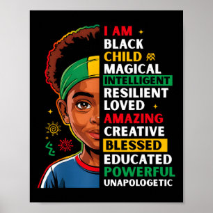 Jag är Svart Barns Historiemånad Afroamerikansk Ki Poster