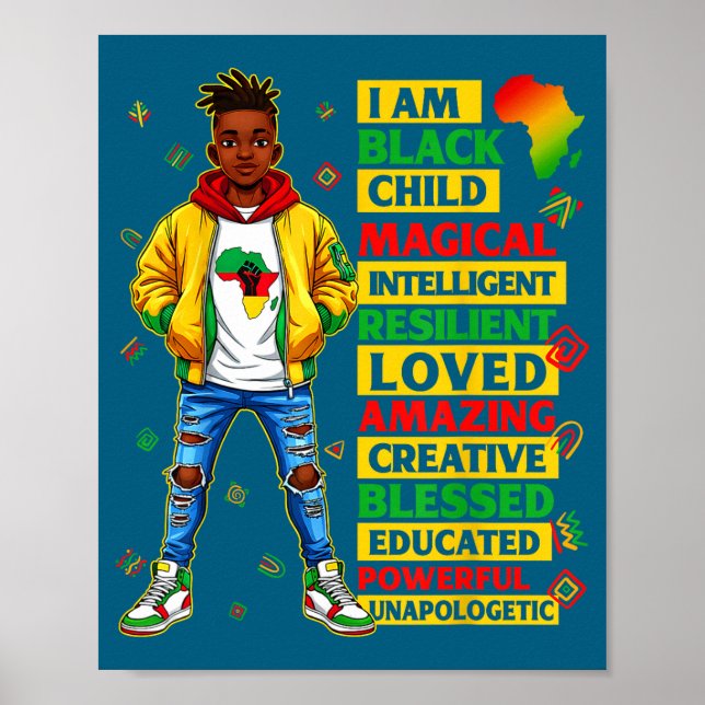 Jag är svart barns historiemånad afroamerikanska p poster (Framsidan)